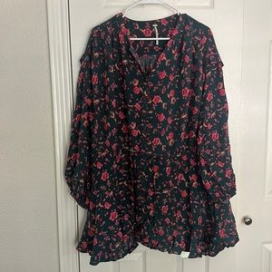 Free People Flower Fields Mini Dress - Emerald - S